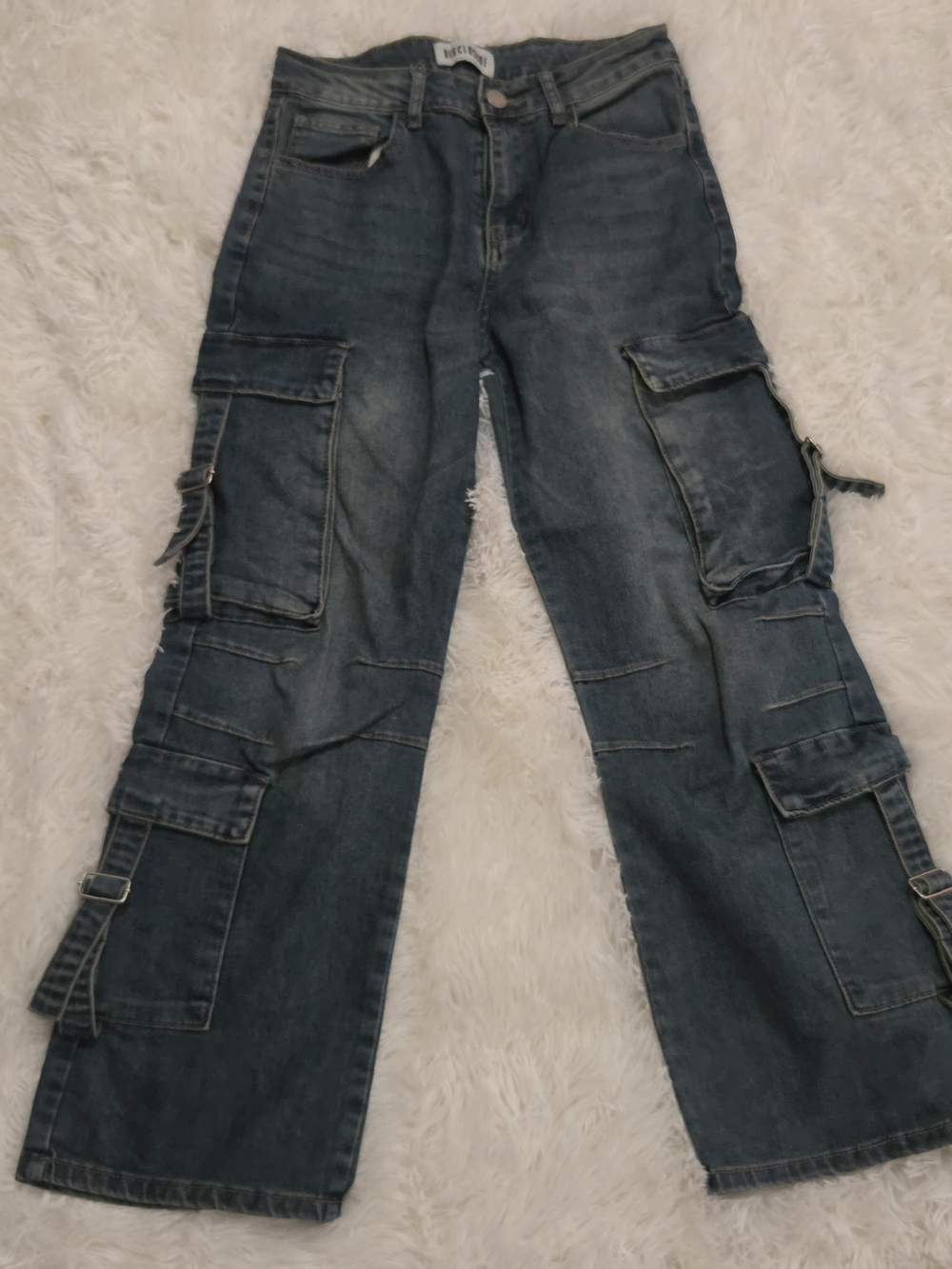 Women’s Dark Wash Cargo Jeans - Classic Utility Style